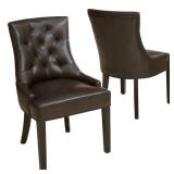 Hayden Tufted Brown Leather Dining Chair by Christopher Knight Home (1 CHAIR ONLY)
