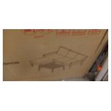 1set (5 pieces) outdoor lounge set teak finish and beige cushions