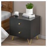 Kerrogee 2-Drawer Modern Nightstand - Bedside End Table - Black- Retail:$106.99