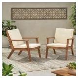 Temecula Outdoor Acacia Wood Club Chairs with Cushions (Set of 2) by Christopher Knight Home- Retail:$215.49