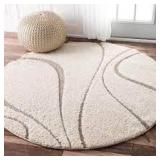8 foot round nuLoom cream patterned shag rug