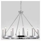 Bill Chrome 12-Light 39-Inch Wagon Wheel Chandelier- Retail:$439.99