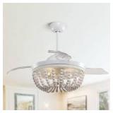 Farmhouse 42-inch Foldbale 3-Blade Wood Beaded Chandelier Ceiling Fan- Retail:$259.99