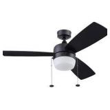 Matte Black- 44" Honeywell Barcadero Indoor Modern Farmhouse Ceiling Fan, Matte Black- Retail:$142.99