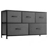 Dresser with 5 Drawers, Storage Tower, Fabric Bins, Organizer Unit Closets, Nurseries, Sturdy Steel Frame, Wood Top- Retail:$149.99
