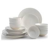 Sango Siterra Rustic White 16-Piece Stoneware Dinnerware Set- Retail:$109.49