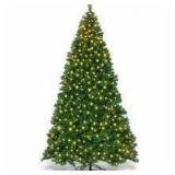 9 Foot - Green- 9Ft Pre-Lit PVC Artificial Christmas Tree with LED Lights- Retail:$211.99