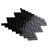 SomerTile Metro Brick Herringbone Glossy Black 12.5" x 10.63" Porcelain Mosaic Tile- Retail:$115.99
