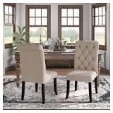 Furniture of America Sheila Button Tufted Flax Dining Chairs (Set of 2)- Retail:$375.99