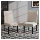 Corvus Riley Linen Upholstered Nailhead Trim Counter Stools (Set of 2)- Retail:$269.99