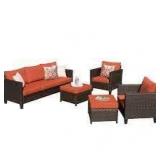 Ovios 5-piece Outdoor High-back Wicker Outdoor Seating Group