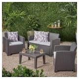 Daytona Outdoor 4-piece Chat Set with Sofa and Cushions by Christopher Knight Home - Retail:$776.49