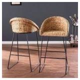 The Curated Nomad Landria Natural Woven Fiber Stools (Set of 2)- Retail:$459.99