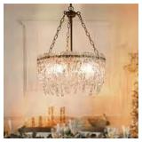 Modern Glam 4-light Chandelier Crystal Glass Pendant Lights for Dining Room - D17.5
