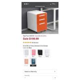 New blue and white 3 drawer metal cabinet on wheels