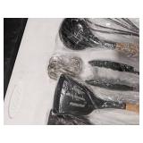 Temeisi 33pc Kitchen Utensil Set, Grey Silicone and Wooden Handle