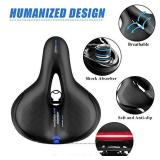 Gincleey Comfort Bike Seat for Women Men,Wide Bicycle Saddle Replacement Memory Foam Padded Soft Bike Cushion with Dual Shock Absorbing Universal Fit for Indoor/Outdoor Bikes with Reflect