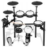 Electric Drum Set, Donner DED-200 Mesh Head 8 Piece Electronic Drum Kit with 225 Sound , Electric Drum for Beginner, Drum Throne, Sticks Headphone＆Audio Cable Included, More Stable Iron Metal Suppor