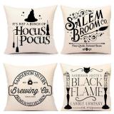 Home Express Emotion Halloween Decor Pillow Covers 18x18 Set of 4 Halloween Decorations Hocus Pocus Farmhouse Saying Outdoor Fall Pillows Decorative Throw Cushion Case for Home Couch TH023-18