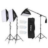 Kshioe 65W/135W Photo Studio Photography 2/3 Soft Box Light Stand Continuous Lighting Kit Diffuser
