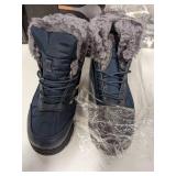 lace up winter snow boots, blue size 38 EUR