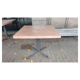 Square 4 Top Orange Stone Top Table W/ Metal Base