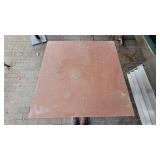 Square 4 Top Orange Stone Top Table W/ Metal Base