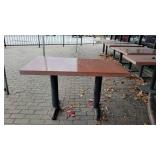 4 Top Orange Stone Top Table W/ 2 Metal Bases