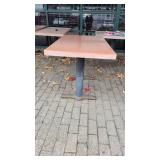 4 Top Orange Stone Top Table W/ 2 Metal Bases