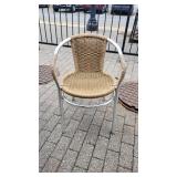 Tan Outdoor Wicker Chair W/ Metal Legs / Base