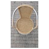 Tan Outdoor Wicker Chair W/ Metal Legs / Base