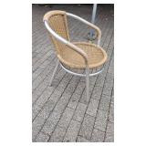 Tan Outdoor Wicker Chair W/ Metal Legs / Base