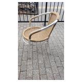 Tan Outdoor Wicker Chair W/ Metal Legs / Base