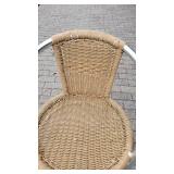 Tan Outdoor Wicker Chair W/ Metal Legs / Base