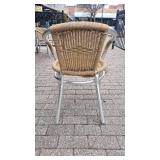 Tan Outdoor Wicker Chair W/ Metal Legs / Base