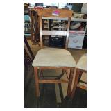 (2) Wooden Chairs W/ Soft Tan Seats