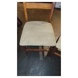 (2) Wooden Chairs W/ Soft Tan Seats