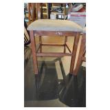 (2) Wooden Chairs W/ Soft Tan Seats