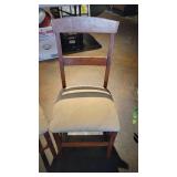 (2) Wooden Chairs W/ Soft Tan Seats