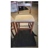 (2) Wooden Chairs W/ Soft Tan Seats