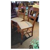 (2) Wooden Chairs W/ Soft Tan Seats