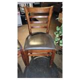 (2) Wooden Chairs W/ Dark Brown Vinyl Seats