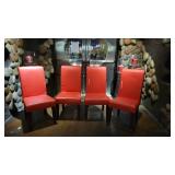 (4) Bright Red Dining Room Chairs