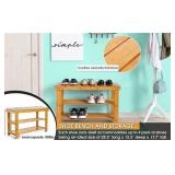 Homemaid Living - Bamboo 3 Tier Shoe Rack Bench -Retail $54.99