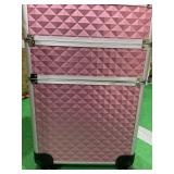 Yaheetech - 3 in 1 Aluminum Rolling Makeup Case - Large/ Pink -Retail $112.99