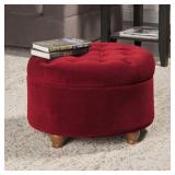 HomePop - Tufted Round Storage Ottoman - Large /Red - Retail $118.49