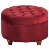 HomePop - Tufted Round Storage Ottoman - Large /Red - Retail $118.49