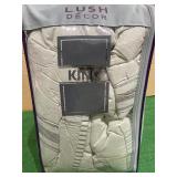 Lush Decor Farmhouse Reversible Stripe 3-piece Comforter Set - Gray - King -Retail $188.99