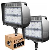 2 Pack LED Outdoor Flood Light with Knuckle, Dusk to Dawn Photocell, 150W 5000K Daylight 21000lm Super Bright,IP65 Waterproof Outdoor Flood Security Light for Gardens Yards and Parking Lot -Retail $17