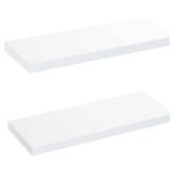 AMADA HOMEFURNISHING Floating Shelves White, 24 Inch Large Wall Shelf for Living Room, Bedroom, Bathroom, Kitchen Storage & Decor, Set of 2